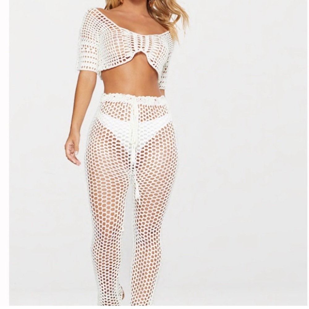 pretty little thing crochet cover up two piece set